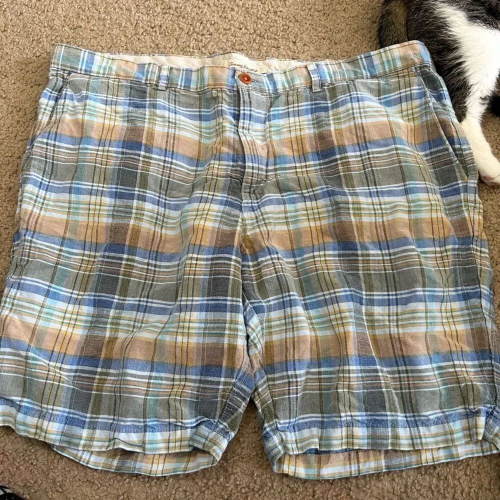 Tommy Bahama Plaid Casual Linen Shorts